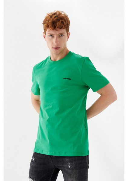 Göğüs Andmen Sırtı M+Rc Noir Baskılı Bisiklet Yaka Regular Fit Tişört Benetton Yeşili indirimleri