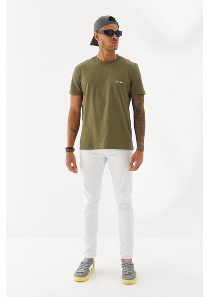 Göğüs Andmen Sırtı M+Rc Noir Baskılı Bisiklet Yaka Regular Fit Tişört Haki fiyatları