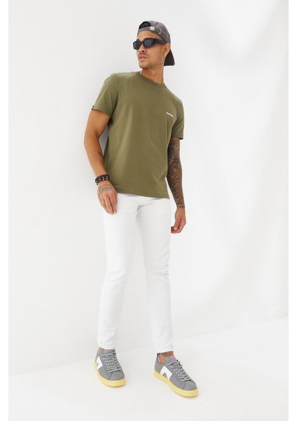 Göğüs Andmen Sırtı M+Rc Noir Baskılı Bisiklet Yaka Regular Fit Tişört Haki modelleri