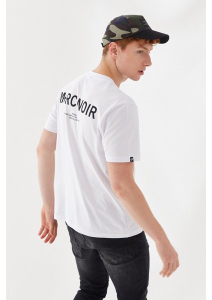 Göğüs Andmen Sırtı M+Rc Noir Baskılı Bisiklet Yaka Regular Fit Tişört Beyaz