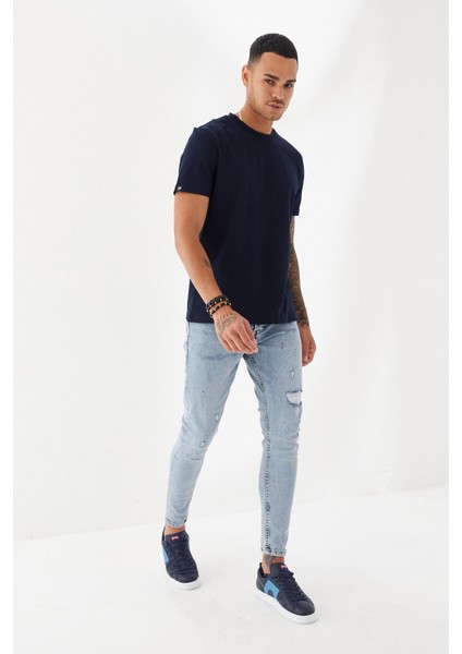 Subliminal Ny City Baskılı Bisiklet Yaka Regular Fit Tişört Lacivert modelleri