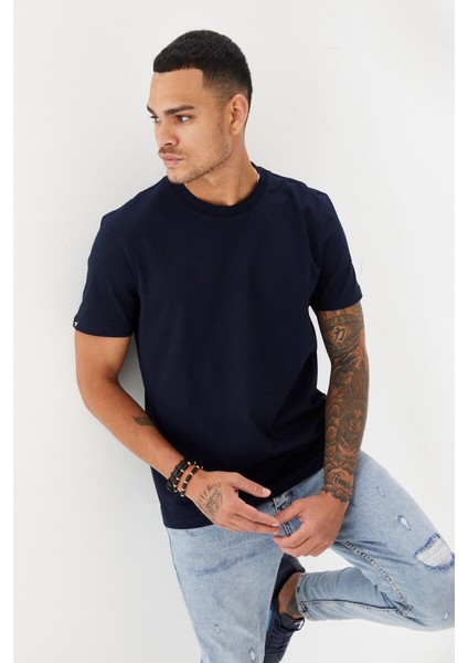 Subliminal Ny City Baskılı Bisiklet Yaka Regular Fit Tişört Lacivert indirimleri