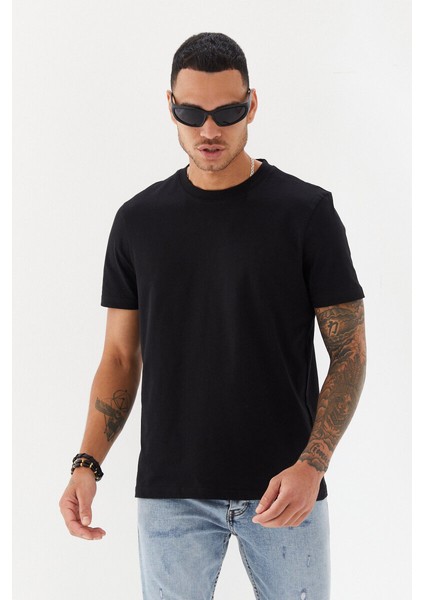 Attitude Motivated Baskılı Bisiklet Yaka Regular Fit Tişört Siyah modelleri