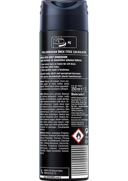 Men Deodorant Deep Dimension Dark Wood 150 ml - 6'lı Paket