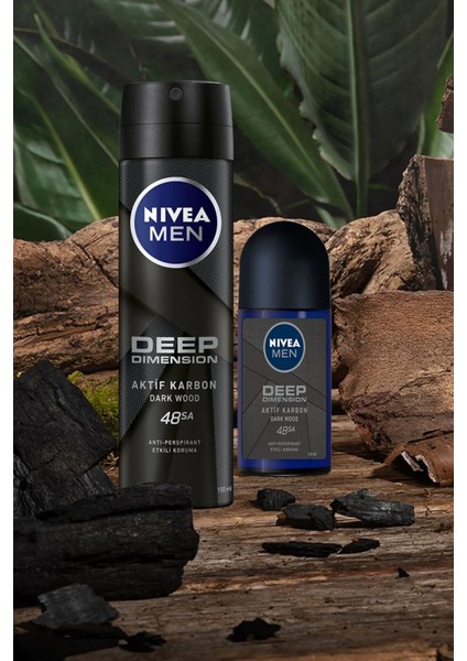 Men Deodorant Deep Dimension Dark Wood 150 ml - 6'lı Paket