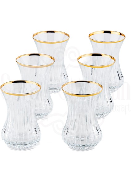 Bardak Çay Bardağı Çay Seti Çay Takımı Lux Dik Kesme Ince Belli Çay Bardak Seti Altın