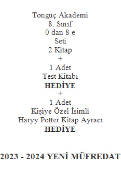 8. Sınıf 0'dan 8'e Seti 2023-2024 Yeni - Karaca Yayınları 8. Sınıf Test Kitabı - Kişiye Özel Isimli Harry Potter Kitap Ayracı
