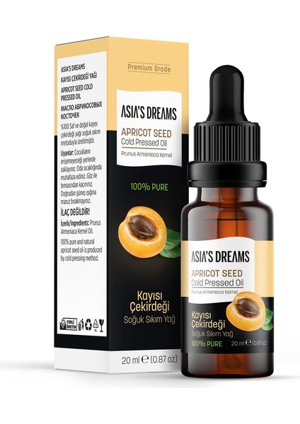 Asia's Dreams Kayısı Çekirdeği Soğuk Sıkım Yağ 20 ml