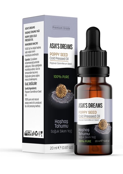 Haşhaş Tohumu Soğuk Sıkım Yağ 20 ml