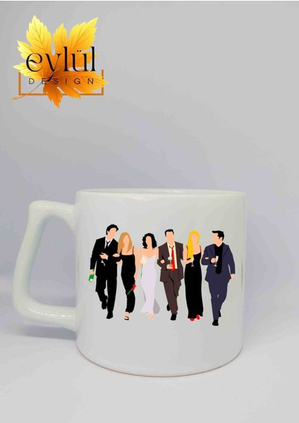 Friends Temalı Özel Tasarım Baskılı Lüks Seramik Kupa Bardak Hediye Çay-Kahve Bardağı