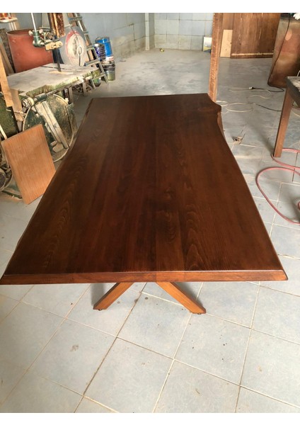 Kütük Masa Gürgen Ağacı Ceviz Rengi 85X150.CM