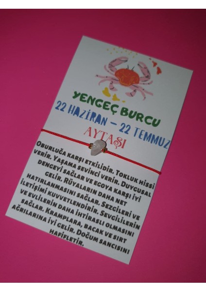 Yengeç Burcu Aytaşı Doğal Taşlı Ip Burç Bilekliği