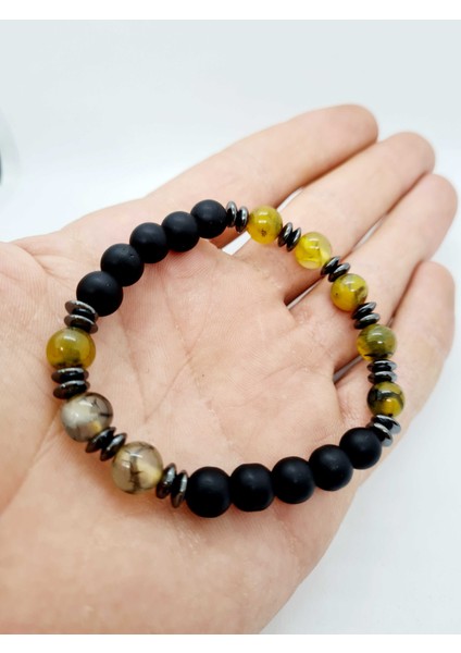 Doğal Taş Yosunlu Akik , Hematit , Oniks Doğal Taş Bileklik modelleri
