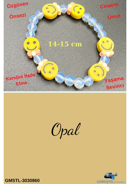 Unisex Opal Doğal Taş Çocuk Bilekliği
