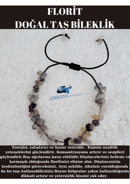 Doğal Kırık Taş Florit Taşı Bileklik Asansörlü Kilit Sistemi