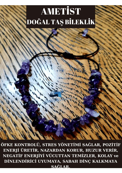 Doğal Kırık Taş Ametist Taşı Bileklik Asansörlü Kilit Sistemi