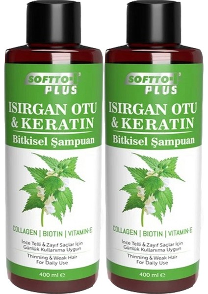 Softto Plus Isırgan Otu Keratin Bitkisel Şampuan 400 ml x 2 Adet