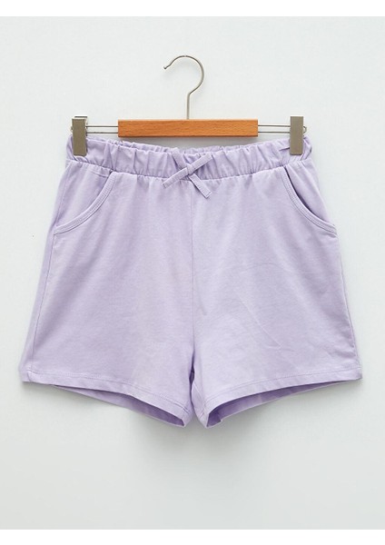 Kids Beli Lastikli Basic Pamuklu Kız Çocuk Şort