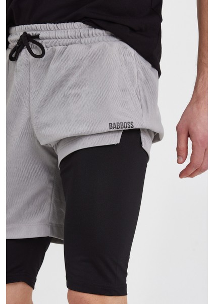 Kısa Taytlı Spor Şort Cepli & Bağcıklı & Beli Lastikli