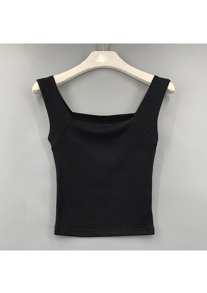 Siyah Kare Yaka Atlet Triko Crop S / M / L Beden Uyumlu fiyatları