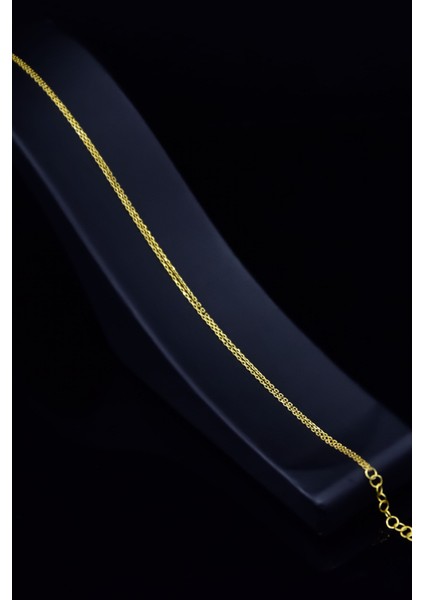 925 Ayar Gümüş Gold Kaplama Forse Çift Zincir Bileklik