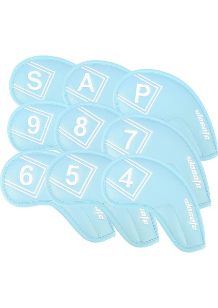 9x Golf Kulübü Başlık Nakış Numarası Demir Headgear Premium Pu Koruma Golf Mavi (Yurt Dışından) modelleri