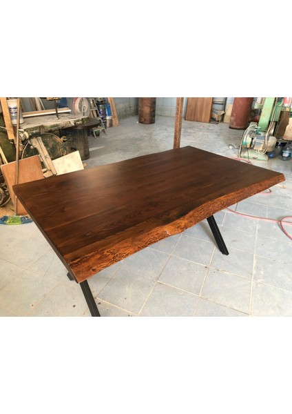 Gürgen Ağacı Ceviz Rengi Kütük Masa 150X90.CM