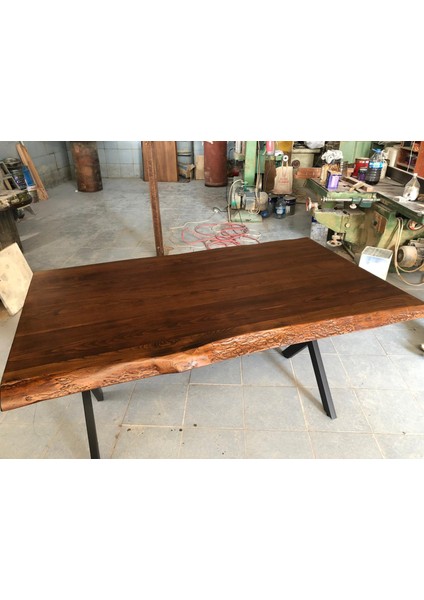 Gürgen Ağacı Ceviz Rengi Kütük Masa 150X90.CM