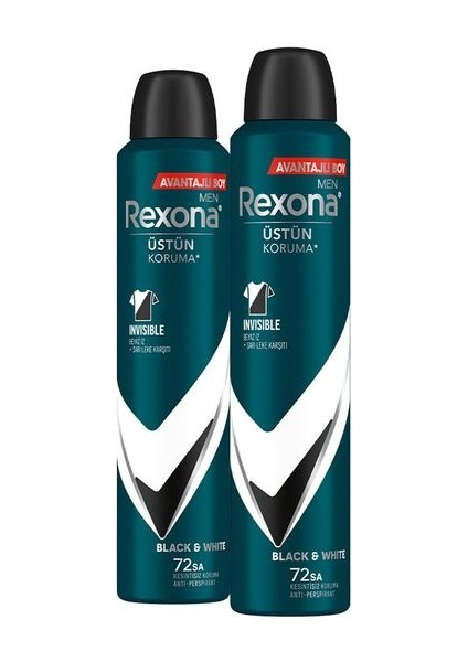Men Deodorant Invisible Black White 200 ml - 2'li Paket fiyatları
