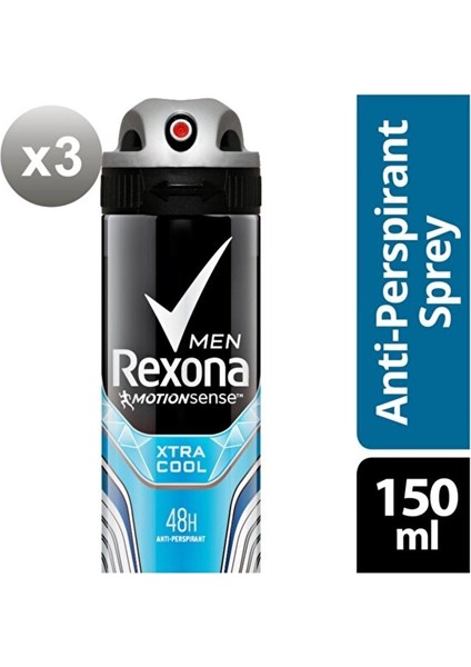 Men Xtra Cool Antiperspirant Deodorant Sprey 150 ml 3'lü Paket 48 Saat Koruma fiyatları