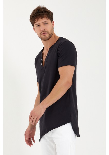 Asimetrik V Yaka T-Shirt