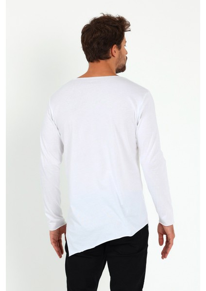 Asimetrik Açık Yaka Uzun Kollu Basic T-Shirt fiyatları