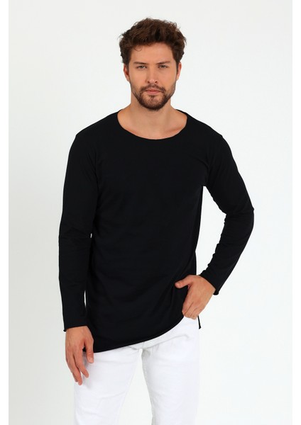 Asimetrik Açık Yaka Uzun Kollu Basic T-Shirt modelleri