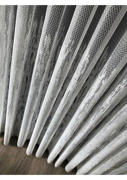 Taç Alev Desen 1/2 Seyrek Pile Tül Perde Tek Kanat - Ekru 100 x 260 cm