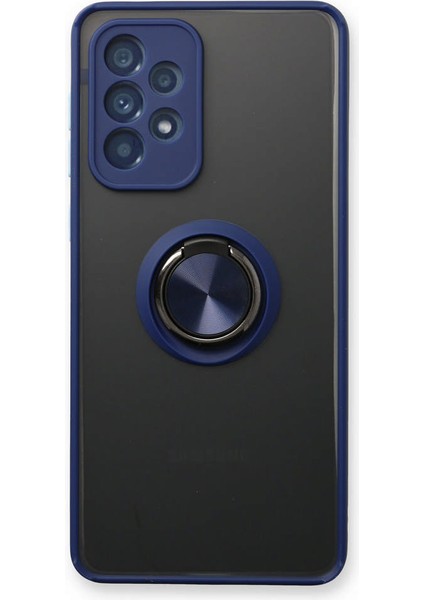 Samsung Galaxy A73 5g Kılıf Montreal Yüzüklü Silikon Kapak - Lacivert 300099