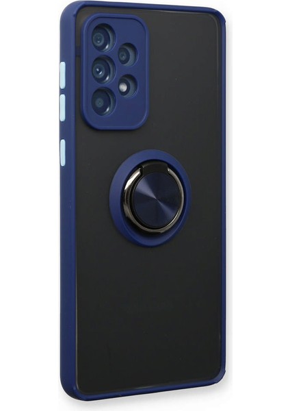 Samsung Galaxy A73 5g Kılıf Montreal Yüzüklü Silikon Kapak - Lacivert 300099