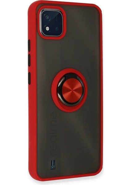 Realme C11 2021 Kılıf Montreal Yüzüklü Silikon Kapak - Kırmızı 300099 modelleri