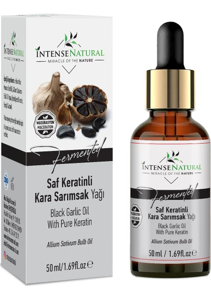 Intense Natural Aşırı Yıpranmış ve Dökülen Saçlara Özel Saf Keratinli Kara Sarımsak Yağı 50 ml Yoğun Saç Bakımı