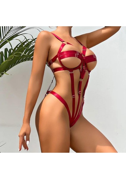 Intive Lingerie Kadın Ayaranabilir Özellikli Siyah Harness Bodysuit