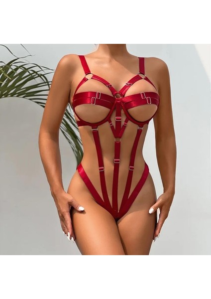 Intive Lingerie Kadın Ayaranabilir Özellikli Siyah Harness Bodysuit