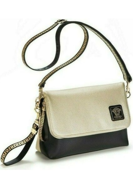 Clutch Crossbody Bileklik Çantası Ikonik Greca Key & Medusa Altın Siyah Nıp