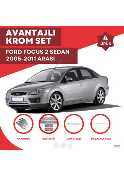 Bay Art Decor Focus 2 Sd Avantajlı Krom Set 2005-2011 Arası -4ürün- Paslanmaz Çelik