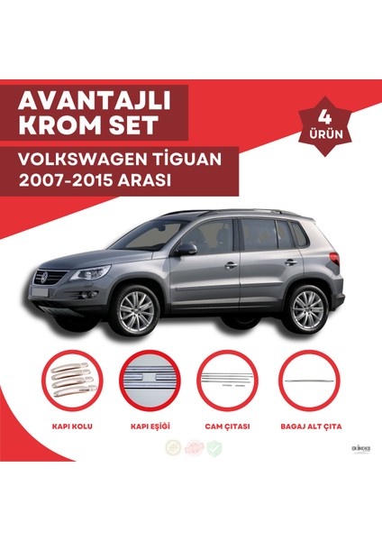 Volkswagen Tiguan Avantajlı Krom Set 2007-2015 Arası -4ürün- Paslanmaz Çelik
