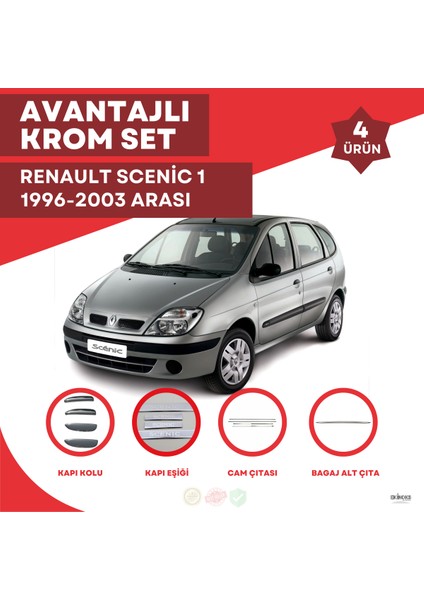 Bay Art Decor Renault Scenic 1 Avantajlı Krom Set 1996-2003 Arası -4ürün- Paslanmaz Çelik