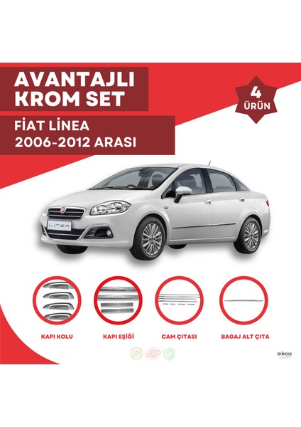 Bay Art Decor Fiat Linea Avantajlı Krom Set 2006-2012 Arası -4ürün- Paslanmaz Çelik