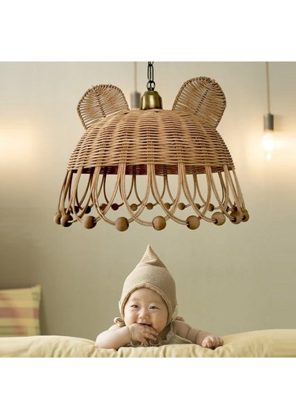 Bambu Rattan Hasır Rafya Jüt Ip Sarkıt Çocuk Bebek Odası Avize 35 cm