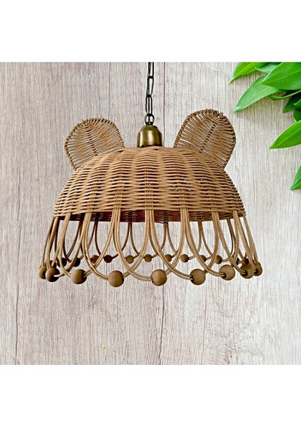 Bambu Rattan Hasır Rafya Jüt Ip Sarkıt Çocuk Bebek Odası Avize 35 cm