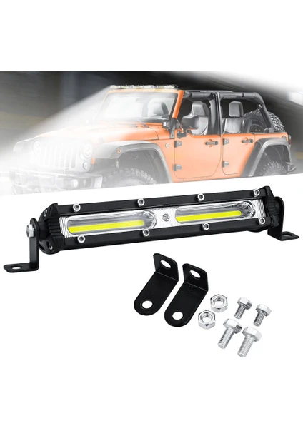 Ultra Ince Off Road LED Mini 182 mm Cob 18W LED Bar Kamyon Iş Makinesi Arazi Aracı Çalışma Lambası