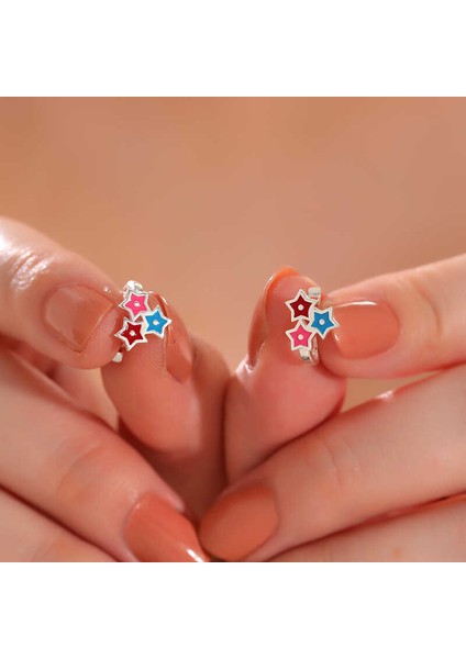 Gümüş Renkli Üç Yıldız Çocuk Küpesi fiyatları