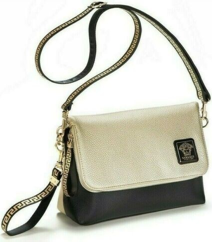 Versace Clutch Crossbody Bileklik Çantası Ikonik Greca Key & Medusa Altın Siyah Nıp görsel 5